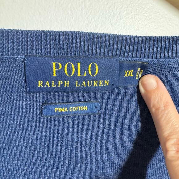 Polo Ralph Lauren Sweater Men XXL Blue Purple Pony Pima Cotton Prep Quite Luxury - Picture 7 of 8